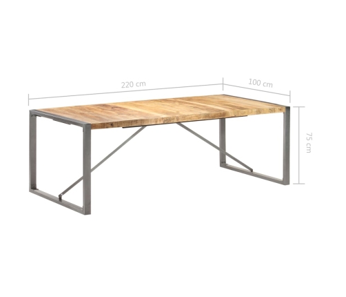 Mesa de comedor madera maciza de mango rugosa 220x100x75 cm