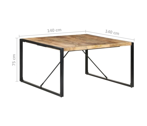 Mesa de comedor madera de mango rugosa 140x140x75 cm