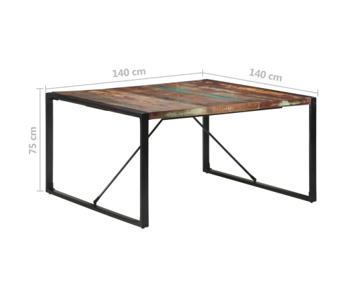 Mesa de comedor de madera maciza reciclada 140x140x75 cm