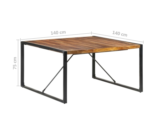 vidaXL Mesa de comedor madera maciza con acabado sheesham 140x140x75cm