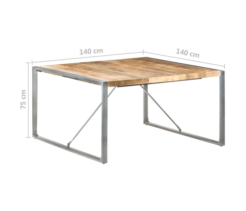 Mesa de comedor madera de mango rugosa 140x140x75 cm