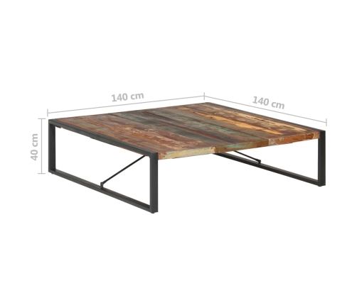 vidaXL Mesa de centro madera maciza reciclada 140x140x40 cm