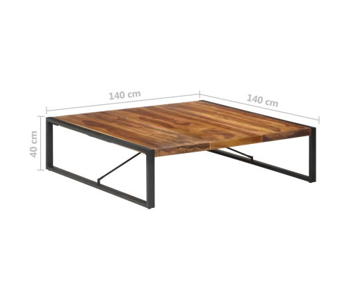 Mesa de centro de madera maciza 140x140x40 cm