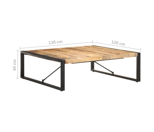 vidaXL Mesa de centro madera de mango rugosa 120x120x40 cm