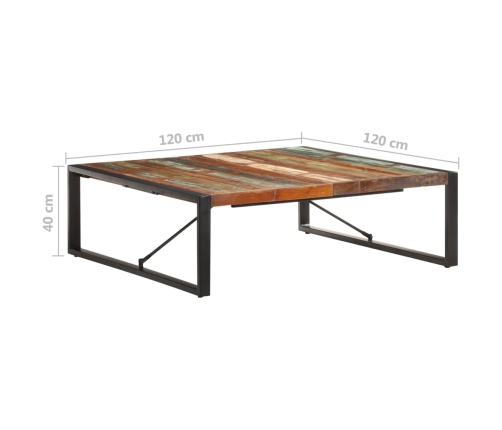 Mesa de centro de madera maciza reciclada 120x120x40 cm