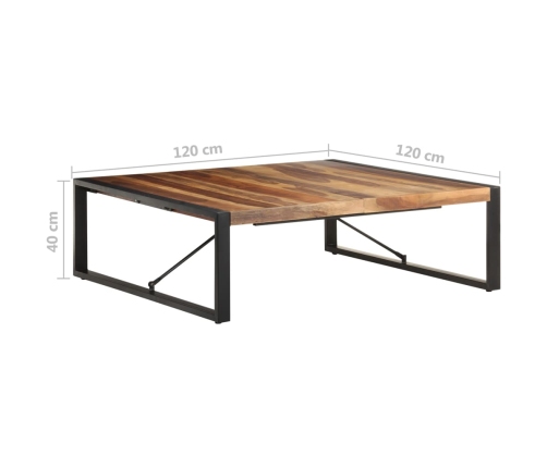 Mesa de centro de madera maciza 120x120x40 cm