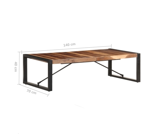 Mesa de centro de madera maciza acabado de sheesham 140x70x40cm