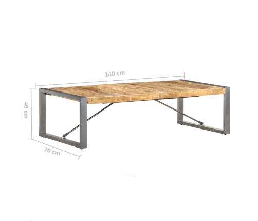 Mesa de centro madera de mango rugosa 140x70x40 cm