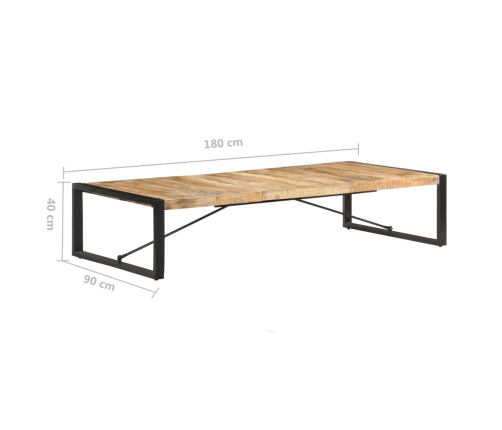 Mesa de centro de madera de mango rugosa 180x90x40 cm