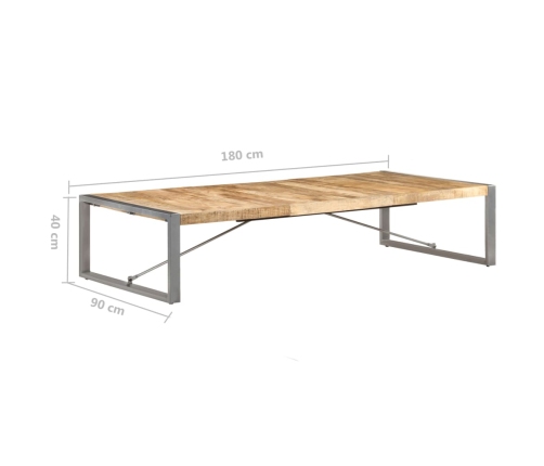 Mesa de centro de madera de mango rugosa 180x90x40 cm