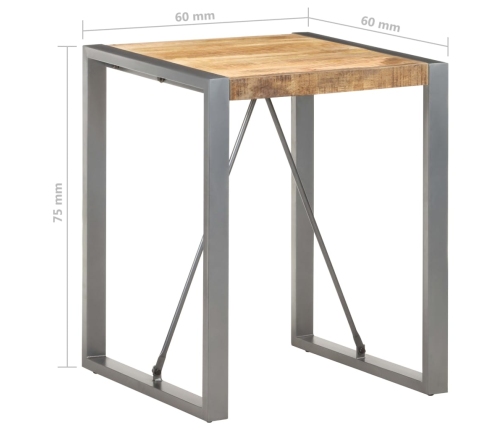 Mesa de comedor madera maciza de mango rugosa 60x60x75 cm