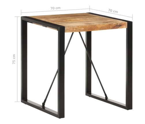 Mesa de comedor madera maciza de mango rugosa 70x70x75 cm