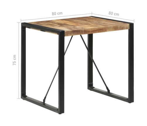 Mesa de comedor madera de mango rugosa 80x80x75 cm