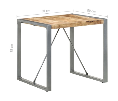 Mesa de comedor madera de mango rugosa 80x80x75 cm