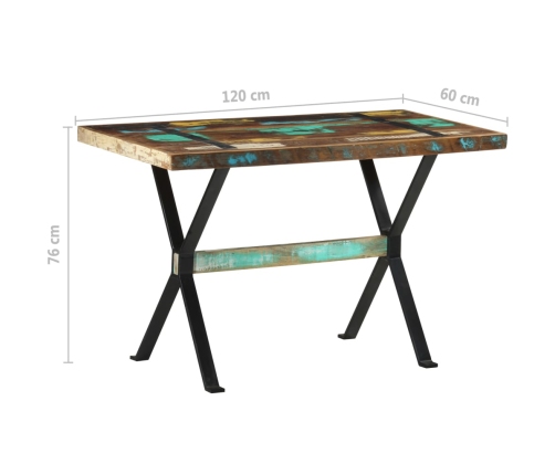 Mesa de comedor madera maciza reciclada 120x60x76 cm