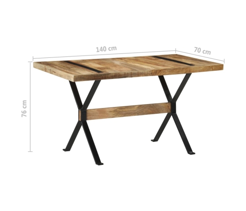 Mesa de comedor madera de mango rugosa 140x70x76 cm