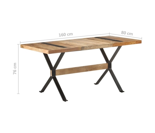 Mesa de comedor de madera de mango rugosa 160x80x76 cm