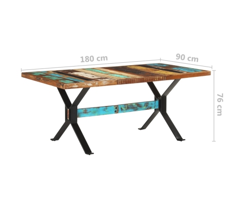 Mesa de comedor de madera maciza reciclada 180x90x76 cm