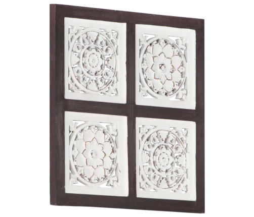 vidaXL Panel de pared tallado a mano MDF marrón y blanco 40x40x1,5 cm