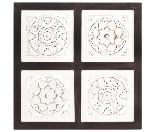 Panel de pared tallado a mano MDF marrón y blanco 40x40x1,5 cm