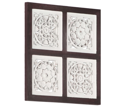 Panel de pared tallado a mano MDF marrón y blanco 40x40x1,5 cm