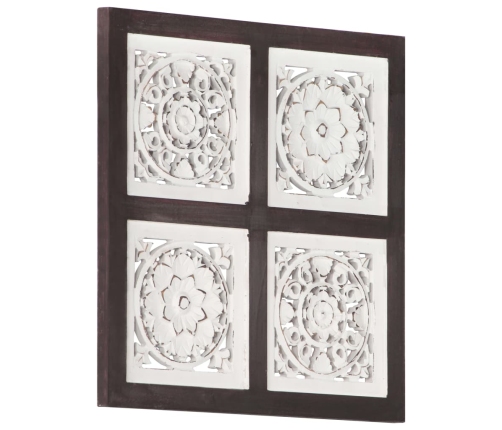 Panel de pared tallado a mano MDF marrón y blanco 40x40x1,5 cm