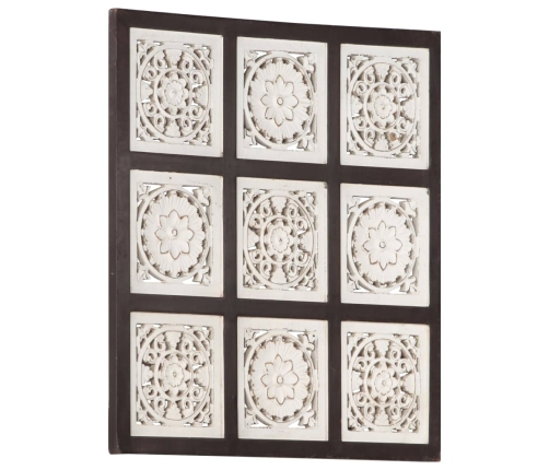 Panel de pared tallado a mano MDF marrón y blanco 60x60x1,5 cm