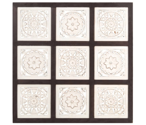 Panel de pared tallado a mano MDF marrón y blanco 60x60x1,5 cm