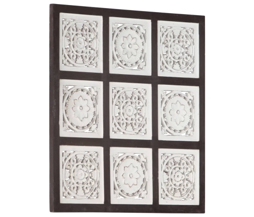 Panel de pared tallado a mano MDF marrón y blanco 60x60x1,5 cm