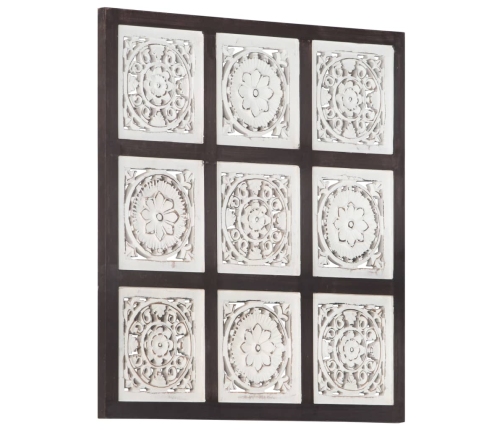 Panel de pared tallado a mano MDF marrón y blanco 60x60x1,5 cm