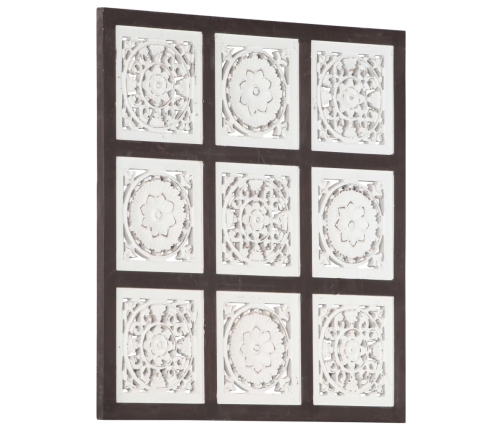 Panel de pared tallado a mano MDF marrón y blanco 60x60x1,5 cm