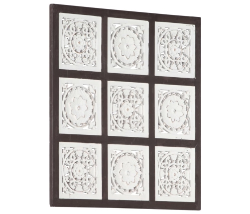 Panel de pared tallado a mano MDF marrón y blanco 60x60x1,5 cm