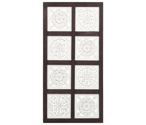 Panel de pared tallado a mano MDF marrón y blanco 40x80x1,5 cm