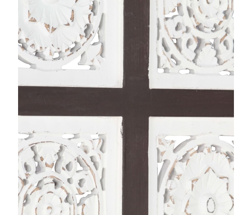 Panel de pared tallado a mano MDF marrón y blanco 40x80x1,5 cm