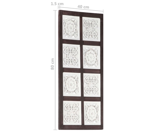 Panel de pared tallado a mano MDF marrón y blanco 40x80x1,5 cm