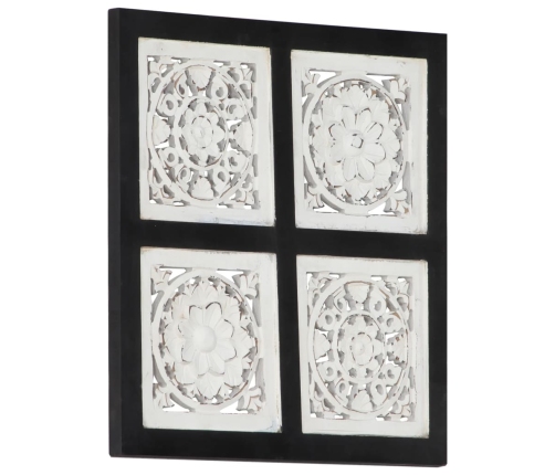 Panel de pared tallado a mano MDF negro y blanco 40x40x1,5 cm