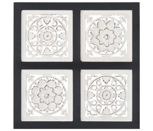 Panel de pared tallado a mano MDF negro y blanco 40x40x1,5 cm