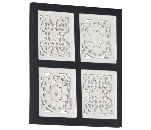 Panel de pared tallado a mano MDF negro y blanco 40x40x1,5 cm