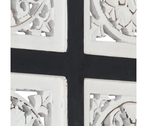 Panel de pared tallado a mano MDF negro y blanco 40x40x1,5 cm