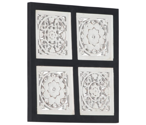 Panel de pared tallado a mano MDF negro y blanco 40x40x1,5 cm