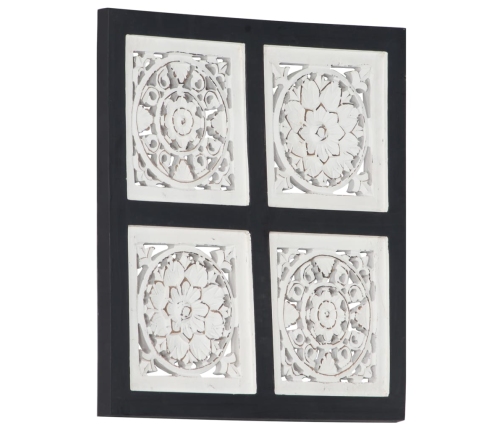 Panel de pared tallado a mano MDF negro y blanco 40x40x1,5 cm