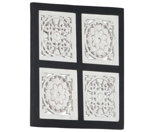 Panel de pared tallado a mano MDF negro y blanco 40x40x1,5 cm