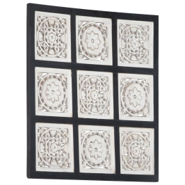 Panel de pared tallado a mano MDF negro y blanco 60x60x1,5 cm