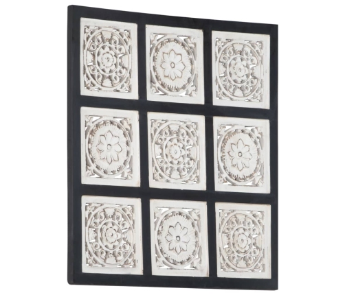 Panel de pared tallado a mano MDF negro y blanco 60x60x1,5 cm