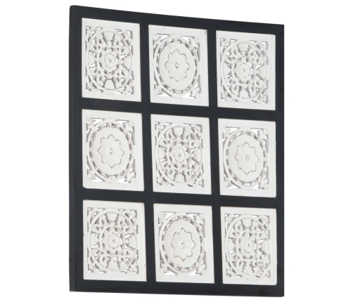 Panel de pared tallado a mano MDF negro y blanco 60x60x1,5 cm