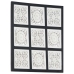 Panel de pared tallado a mano MDF negro y blanco 60x60x1,5 cm