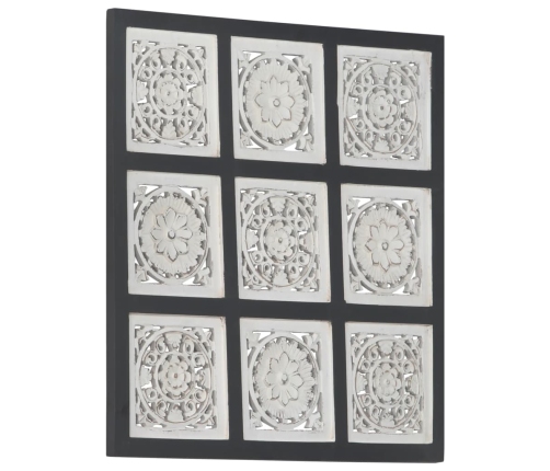 Panel de pared tallado a mano MDF negro y blanco 60x60x1,5 cm