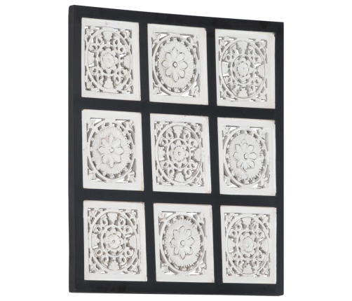 Panel de pared tallado a mano MDF negro y blanco 60x60x1,5 cm