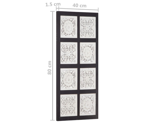 Panel de pared tallado a mano MDF negro y blanco 40x80x1,5 cm