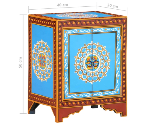 Mesita de noche pintada a mano madera maciza mango 40x30x50 cm